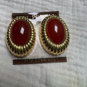 Vintage Joel Powell Designs Clip Earrings Gold/Orange